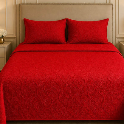 Uniloom Borderline Fleece King Size Blanket 1 Ply - Red Colour