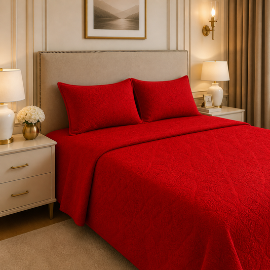 Uniloom Borderline Fleece King Size Blanket 1 Ply - Red Colour