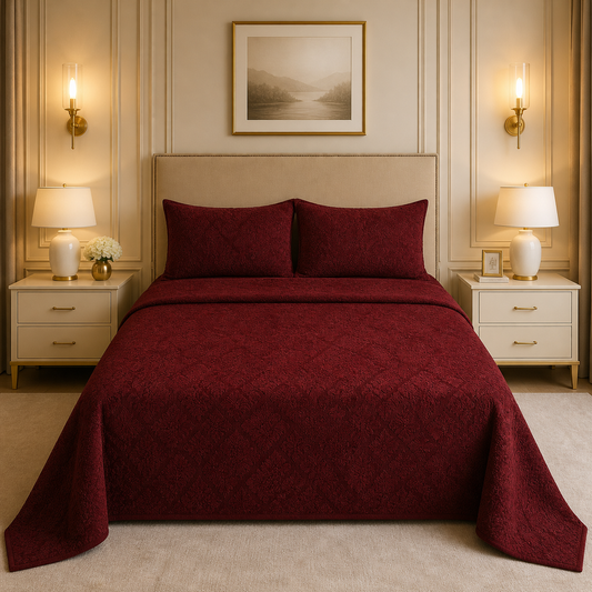 Uniloom Borderline Fleece King Size Blanket 1 Ply - Maroon Colour