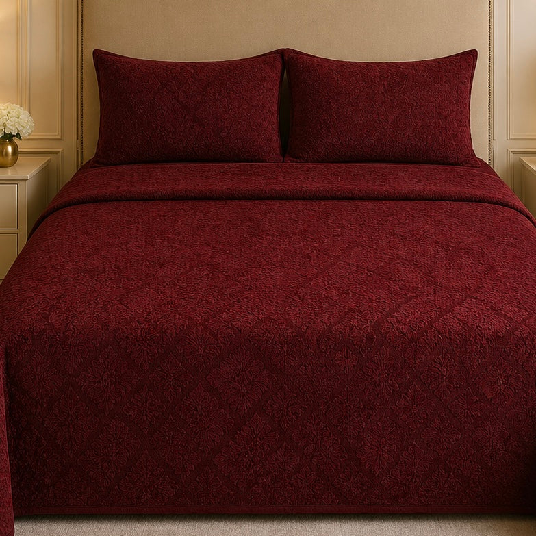 Uniloom Borderline Fleece King Size Blanket 1 Ply - Maroon Colour
