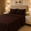 Uniloom Borderline Fleece King Size Blanket 1 Ply - Dark Brown Colour