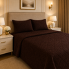 Uniloom Borderline Fleece King Size Blanket 1 Ply - Dark Brown Colour