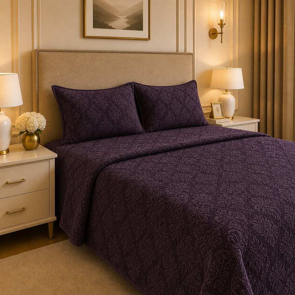 Uniloom Borderline Fleece King Size Blanket 1 Ply - Old Lavender Colour