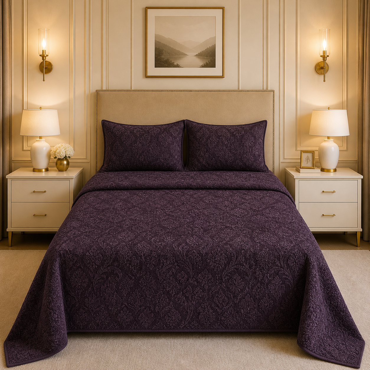 Uniloom Borderline Fleece King Size Blanket 1 Ply - Old Lavender Colour