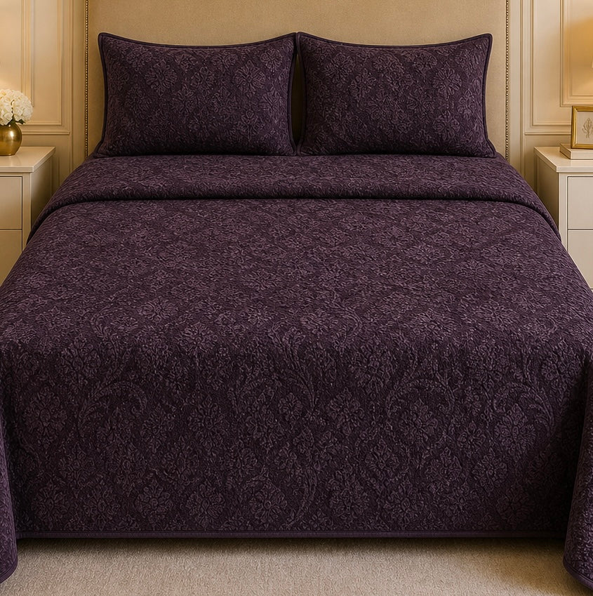 Uniloom Borderline Fleece King Size Blanket 1 Ply - Old Lavender Colour