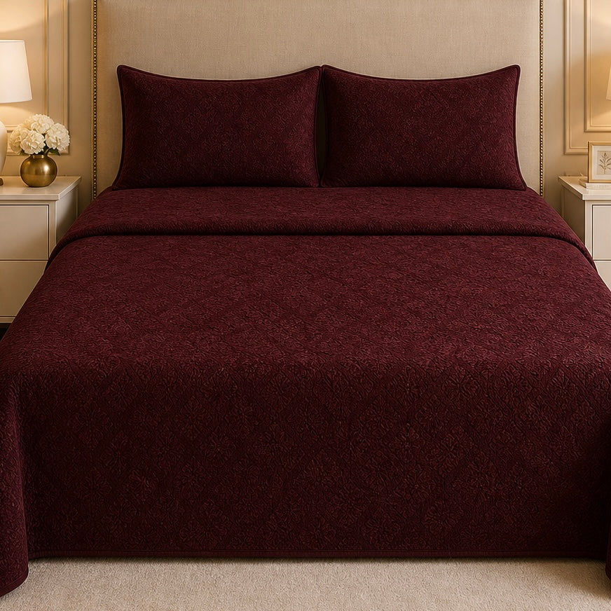 Uniloom Borderline Fleece King Size Blanket 1 Ply - Charcoal Rose Colour