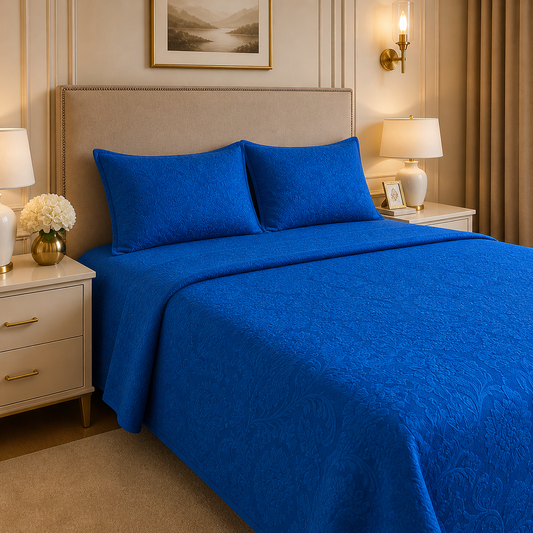 Uniloom Borderline Fleece King Size Blanket 1 Ply - Blue Colour