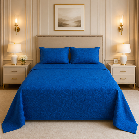 Uniloom Borderline Fleece King Size Blanket 1 Ply - Blue Colour