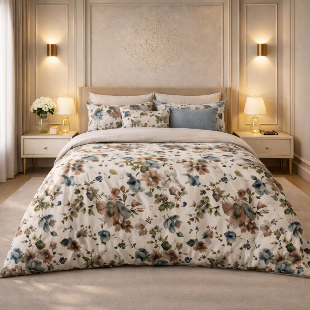 Verdant Leaf 3 Pcs Bed Sheet Set - Off White Colour