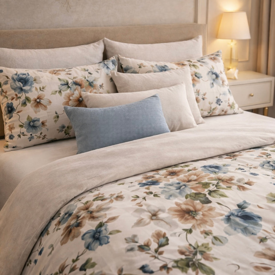 Verdant Leaf 3 Pcs Bed Sheet Set - Off White Colour