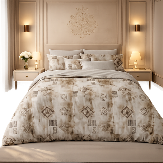 Verdant Leaf 3 Pcs Bed Sheet Set - Beige Colour