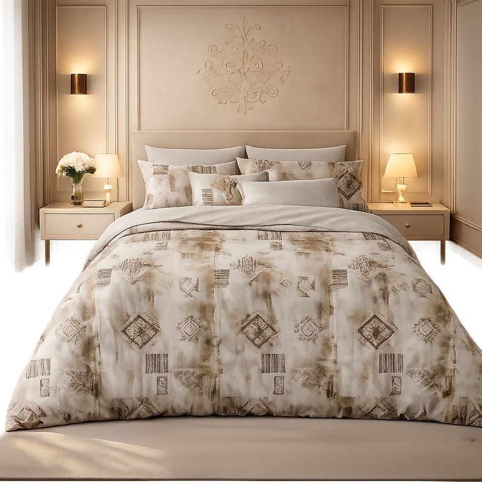 Verdant Leaf 3 Pcs Bed Sheet Set - Beige Colour