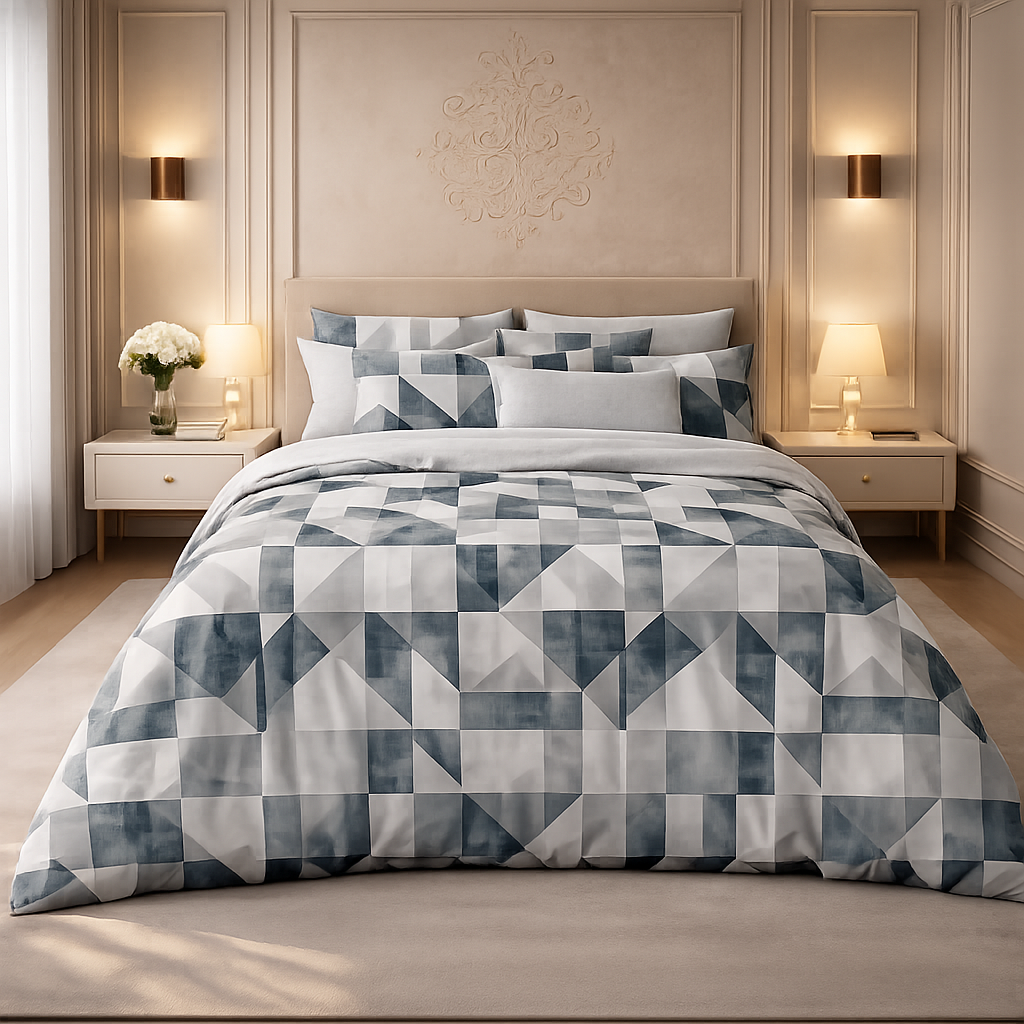 Verdant Leaf 3 Pcs Bed Sheet Set - Sky Blue Colour