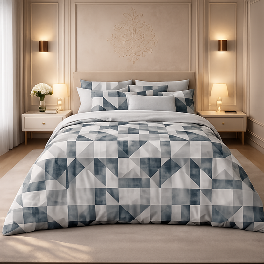 Verdant Leaf 3 Pcs Bed Sheet Set - Sky Blue Colour
