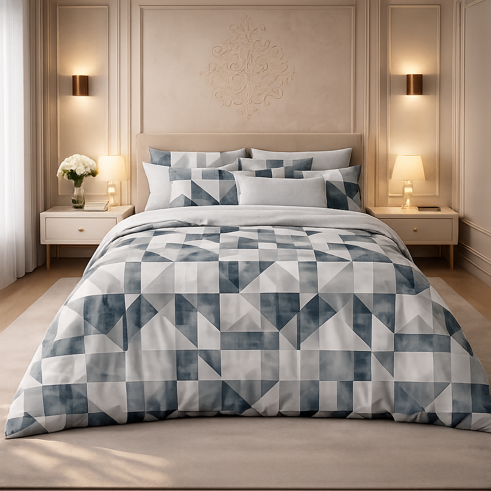 Verdant Leaf 3 Pcs Bed Sheet Set - Sky Blue Colour