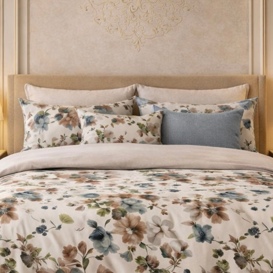 Verdant Leaf 3 Pcs Bed Sheet Set - Off White Colour