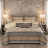 Verdant Leaf Quilted 7 Pcs Bed Spread Set Poly Bag - Light Beige Colour