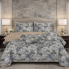 Verdant Leaf Quilted 7 Pcs Bed Spread Set Poly Bag - Dark Gray Colour