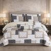 Verdant Leaf Quilted 7 Pcs Bed Spread Set Poly Bag - White Colour