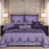 Verdant Leaf Quilted 7 Pcs Bed Spread Set Poly Bag - Purple Colour