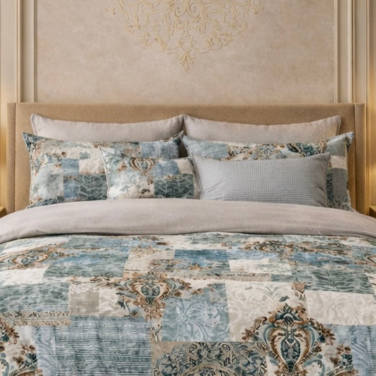 Verdant Leaf 3 Pcs Bed Sheet Set - Slate Blue Colour