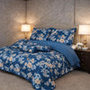 Verdant Leaf Quilted 7 Pcs Bed Spread Set Poly Bag - Navy Blue Colour