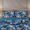 Verdant Leaf Quilted 7 Pcs Bed Spread Set Poly Bag - Navy Blue Colour