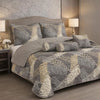 Verdant Leaf Quilted 7 Pcs Bed Spread Set Poly Bag - Slate Gray Colour