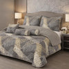 Verdant Leaf Quilted 7 Pcs Bed Spread Set Poly Bag - Slate Gray Colour