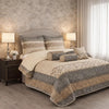 Verdant Leaf Quilted 7 Pcs Bed Spread Set Poly Bag - Light Beige Colour