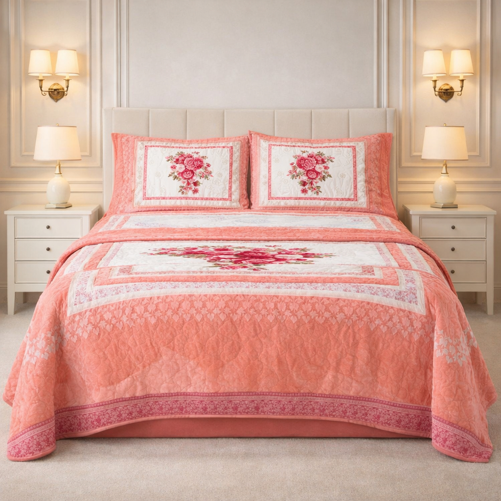 Verona Living 4 Pcs Bed Spread Set Box - Light Pink Colour
