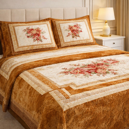 Verona Living 4 Pcs Bed Spread Set Box - Golden Colour