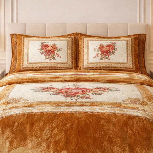 Verona Living 4 Pcs Bed Spread Set Box - Golden Colour