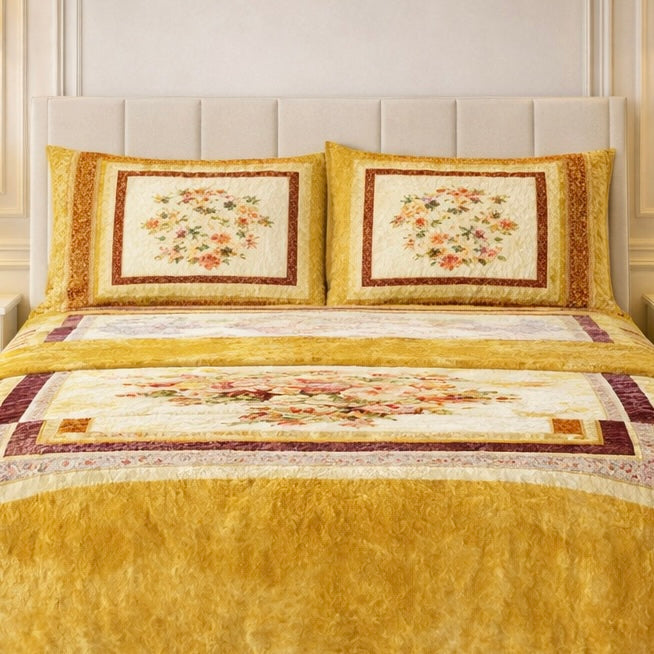 Verona Living 4 Pcs Bed Spread Set Box - Yellow Colour