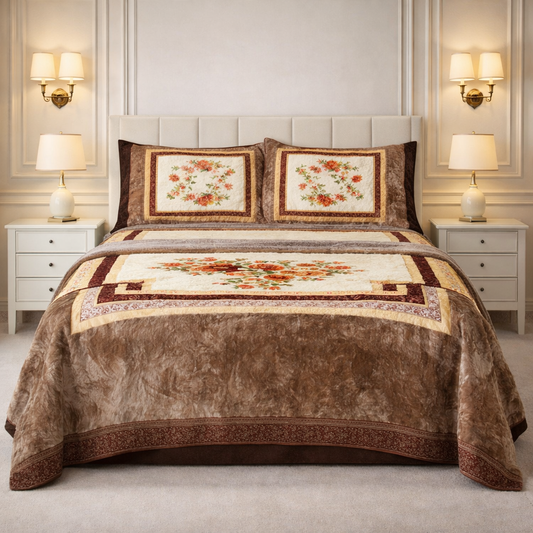 Verona Living 4 Pcs Bed Spread Set Box - Brown Colour