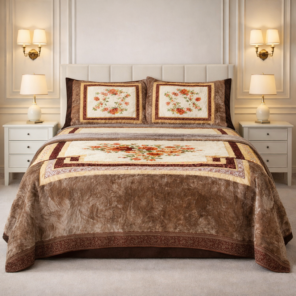 Verona Living 4 Pcs Bed Spread Set Box - Brown Colour