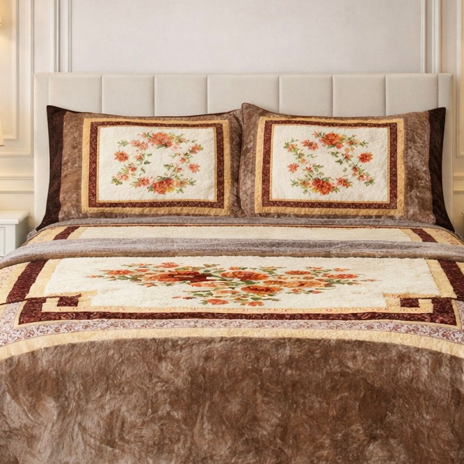 Verona Living 4 Pcs Bed Spread Set Box - Brown Colour