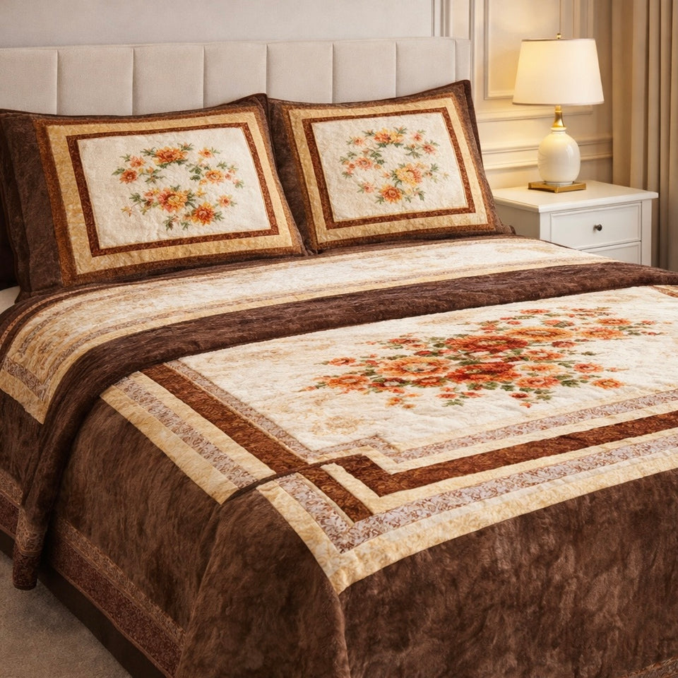 Verona Living 4 Pcs Bed Spread Set Box - Brown Colour