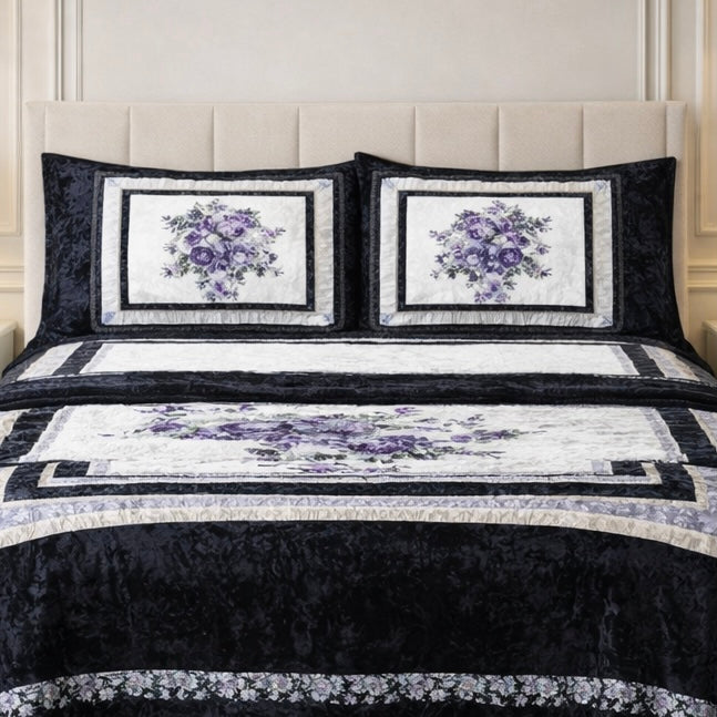 Verona Living 4 Pcs Bed Spread Set Box - Black&White Colour