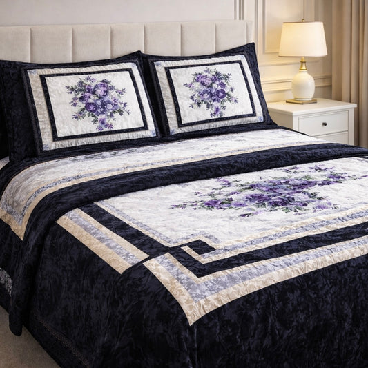 Verona Living 4 Pcs Bed Spread Set Box - Black&White Colour
